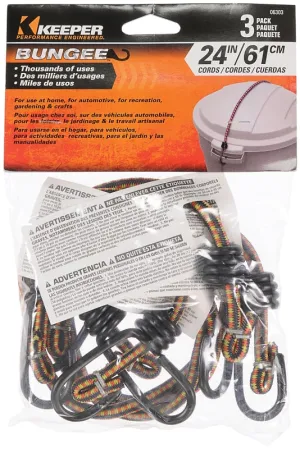 Keeper 06303 Bungee Cord, 24 in L, Rubber, Hook End :EA: QUANTITY: 6