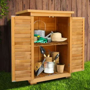 All-Weather Wooden Garden Storage Cabinet, 69x43x96cm - Gardeon