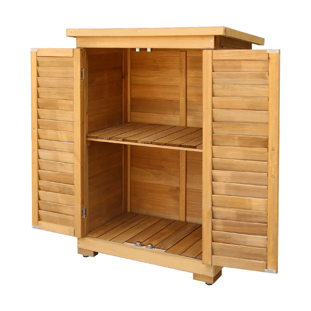 All-Weather Wooden Garden Storage Cabinet, 69x43x96cm - Gardeon