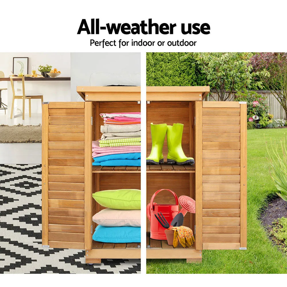 All-Weather Wooden Garden Storage Cabinet, 69x43x96cm - Gardeon