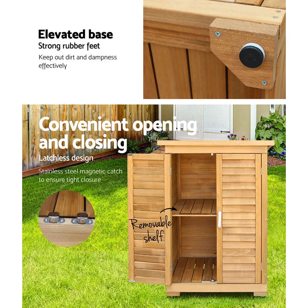 All-Weather Wooden Garden Storage Cabinet, 69x43x96cm - Gardeon