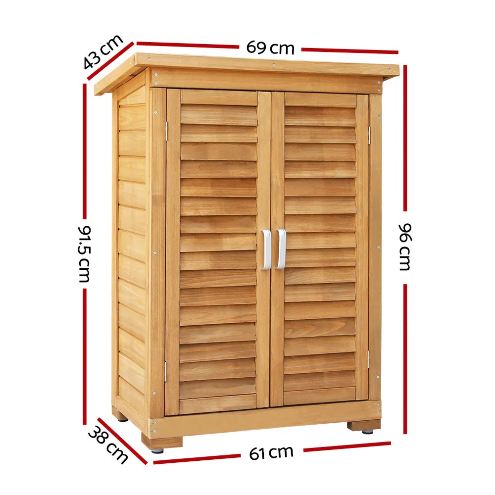 All-Weather Wooden Garden Storage Cabinet, 69x43x96cm - Gardeon