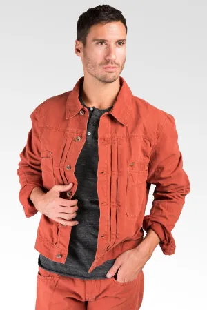 BBQ Red Canvas Trucker Jacket 100% Cotton Rugged & Stylish