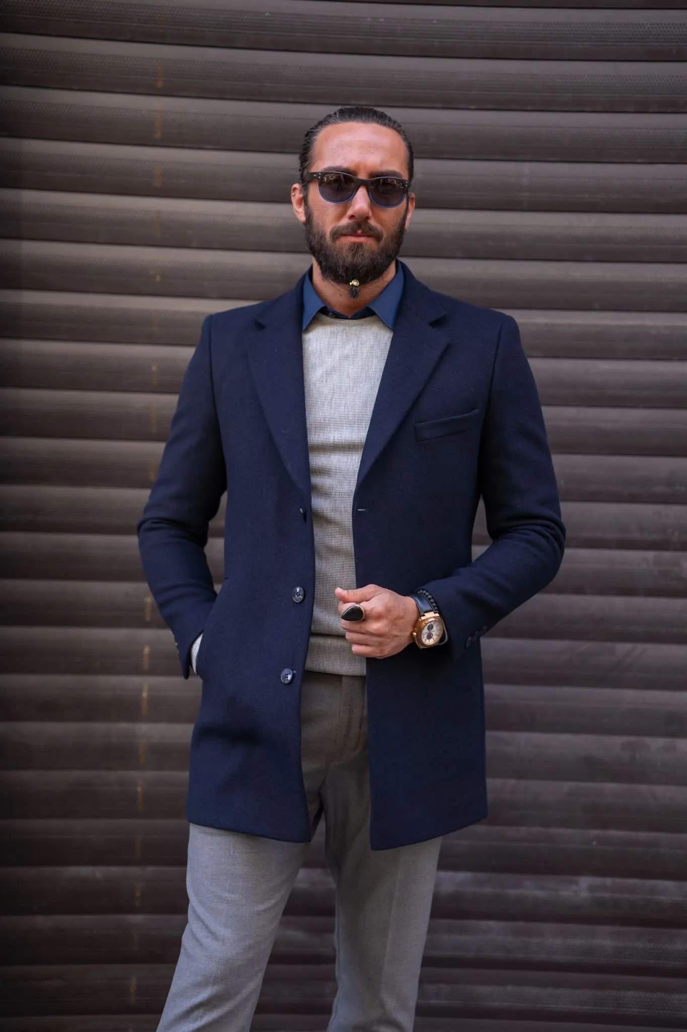 Bojoni Milford Slim Fit Navy Blue  Coat