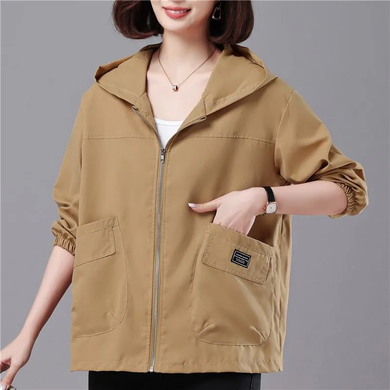 Casual Plus Loose Fit Hooded Jacket