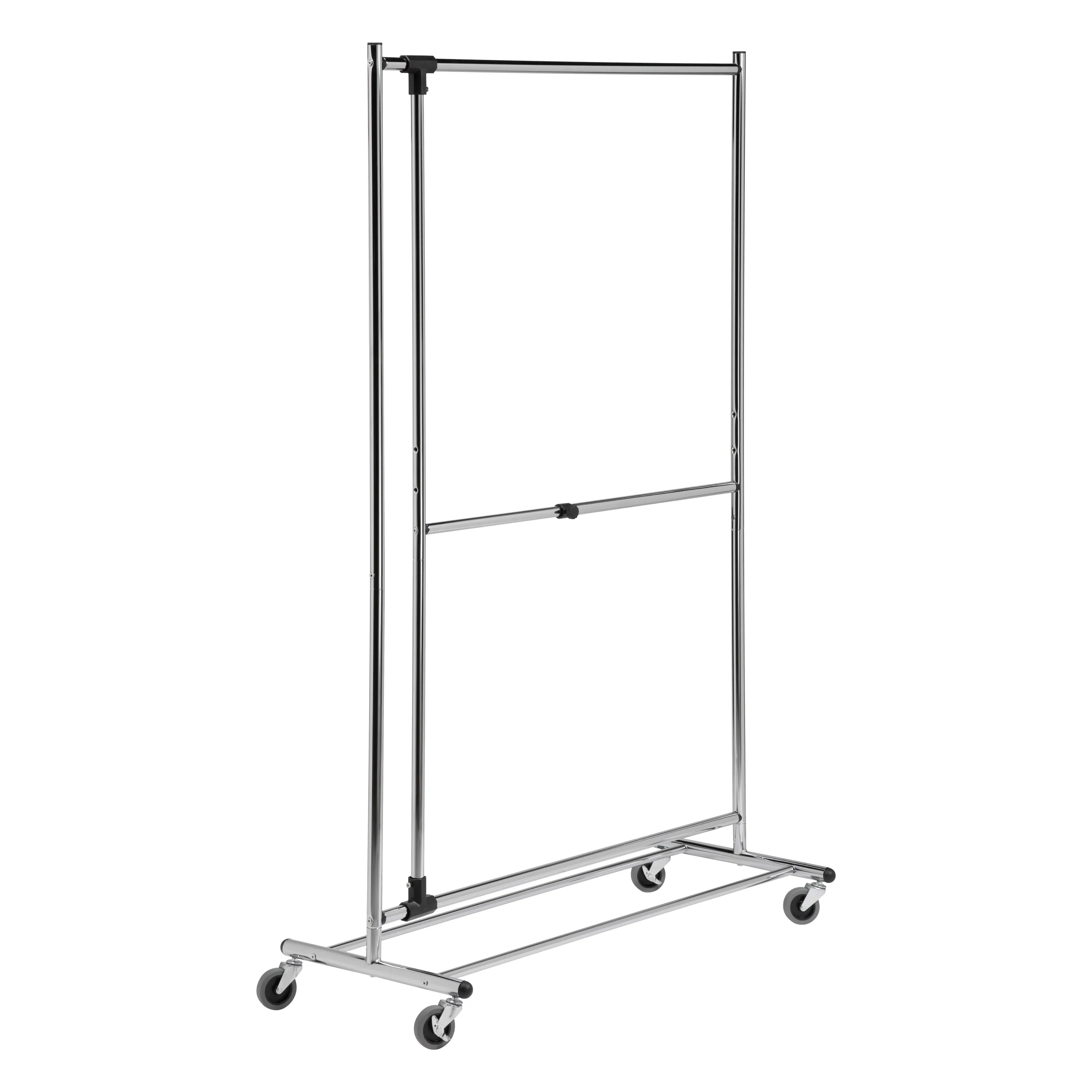 Chrome 2-Tier Rolling Clothes Rack