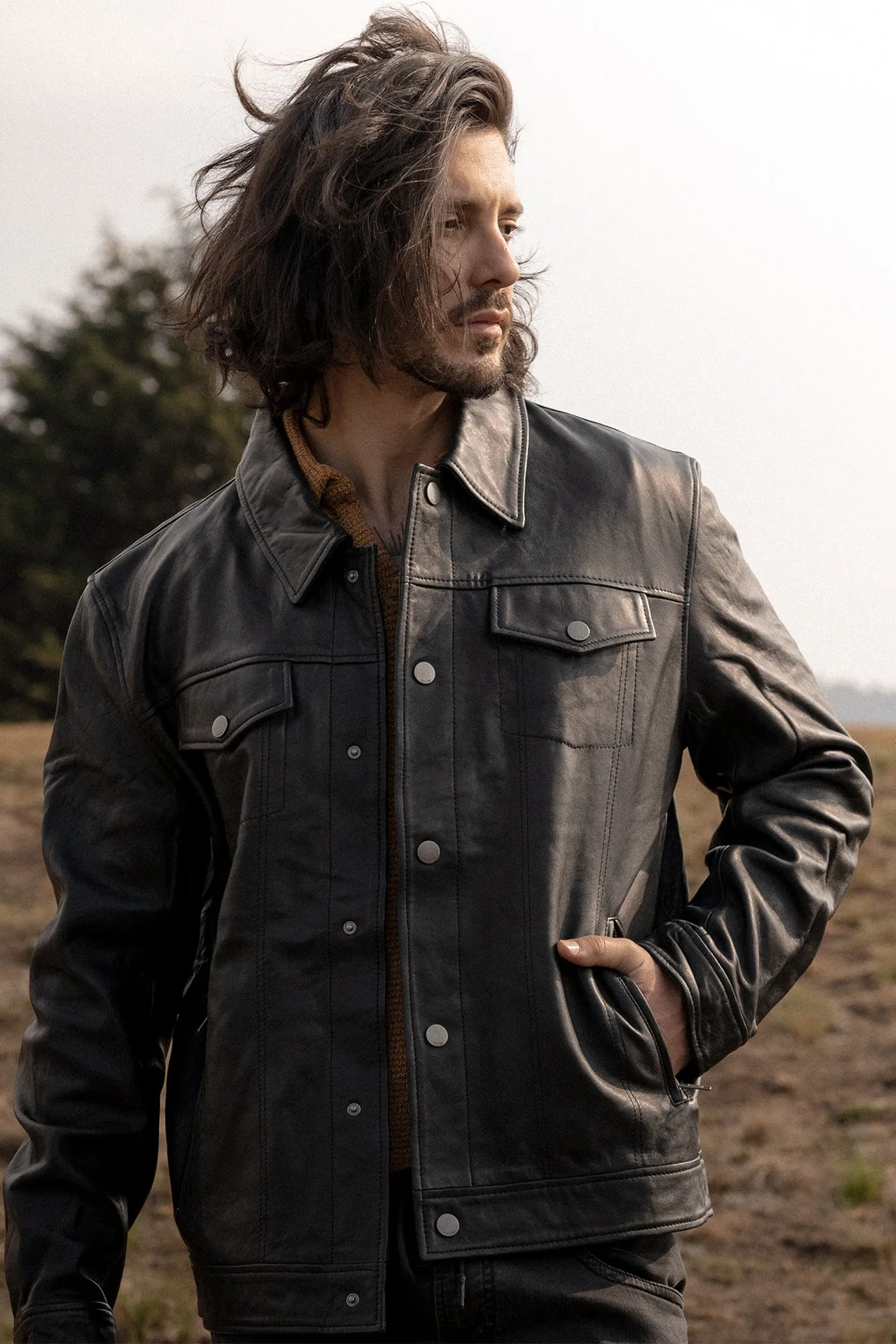 Classic Trucker Leather Jacket