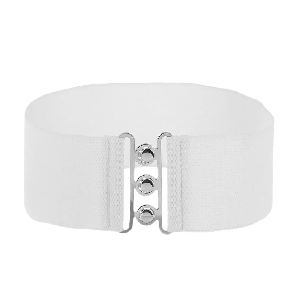 Fashion Casual Ladies Stretch Dress Cummerbands Waist Band Metal Buckle Waistband Wide Elastic Belt