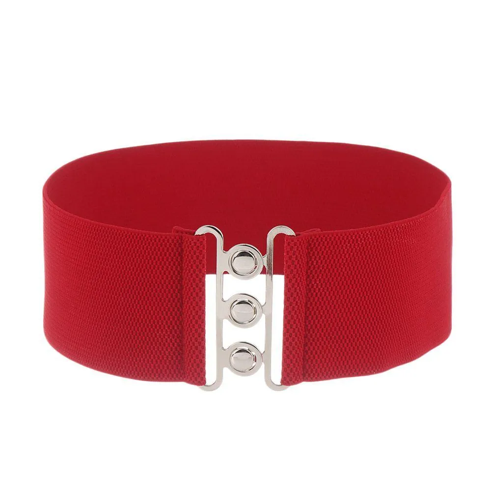 Fashion Casual Ladies Stretch Dress Cummerbands Waist Band Metal Buckle Waistband Wide Elastic Belt