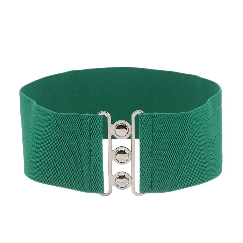 Fashion Casual Ladies Stretch Dress Cummerbands Waist Band Metal Buckle Waistband Wide Elastic Belt