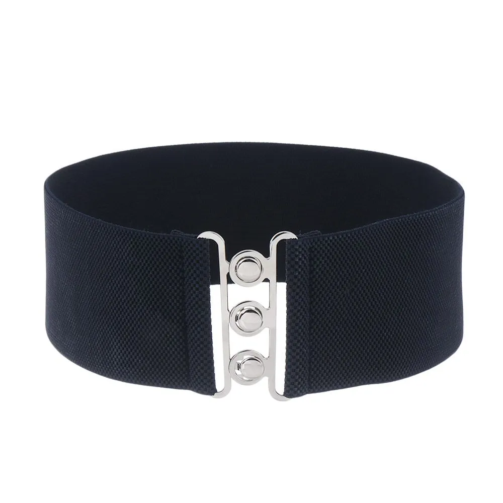 Fashion Casual Ladies Stretch Dress Cummerbands Waist Band Metal Buckle Waistband Wide Elastic Belt