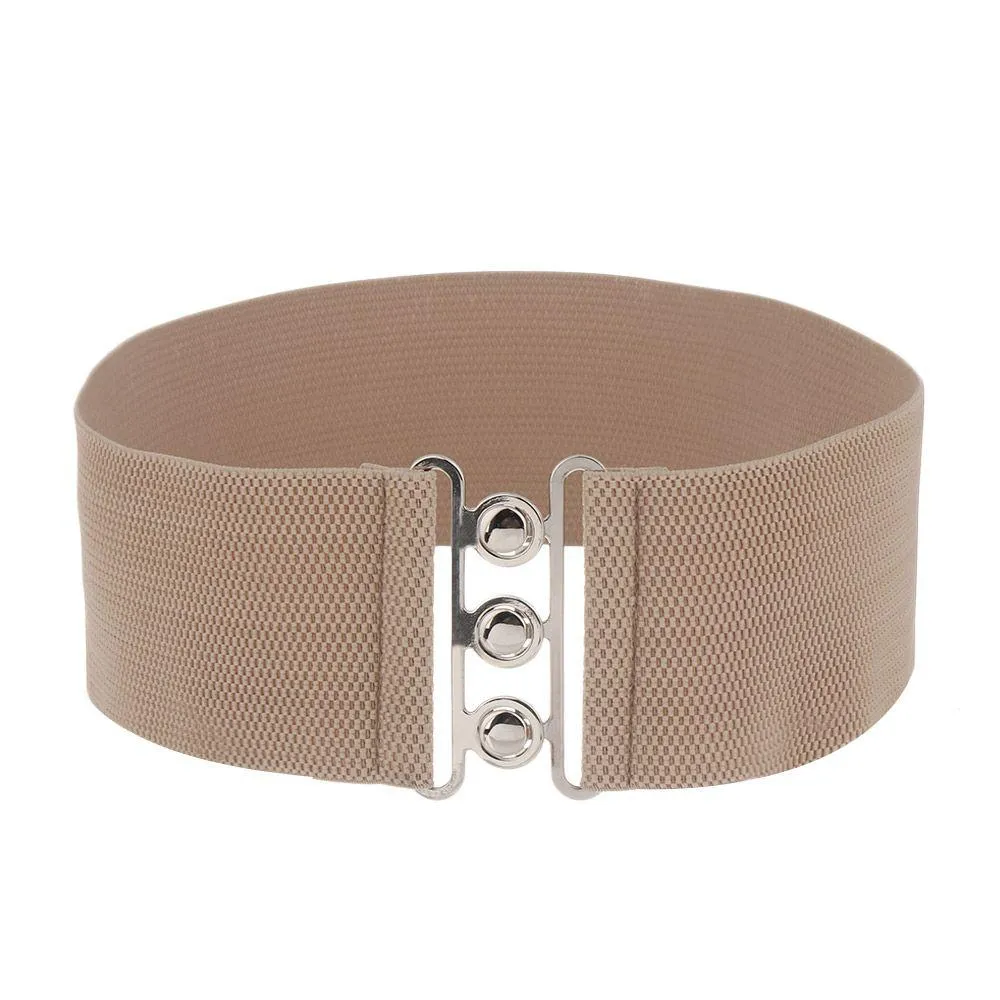 Fashion Casual Ladies Stretch Dress Cummerbands Waist Band Metal Buckle Waistband Wide Elastic Belt