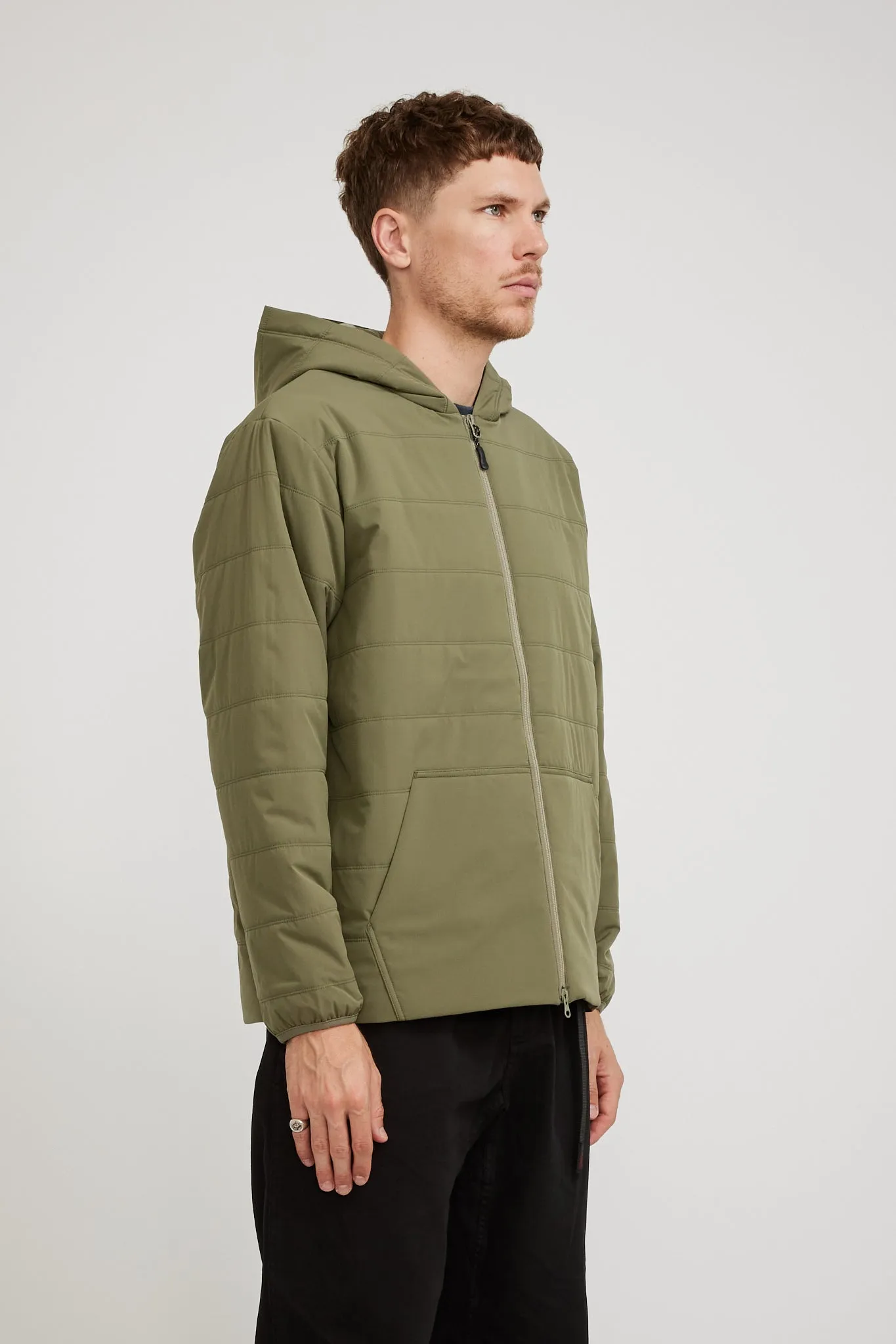 Flexible Insulated Zip Up Hoodie Olive