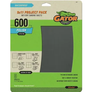 Gator 4471 Sanding Sheet, 9 in L, 11 in W, 600 Grit, Ultra Fine, Silicone Carbide Abrasive :PK  5: QUANTITY: 1