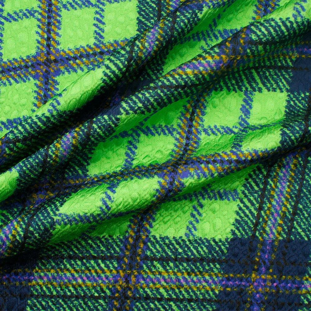 Green/Blue Tartan Cloqué