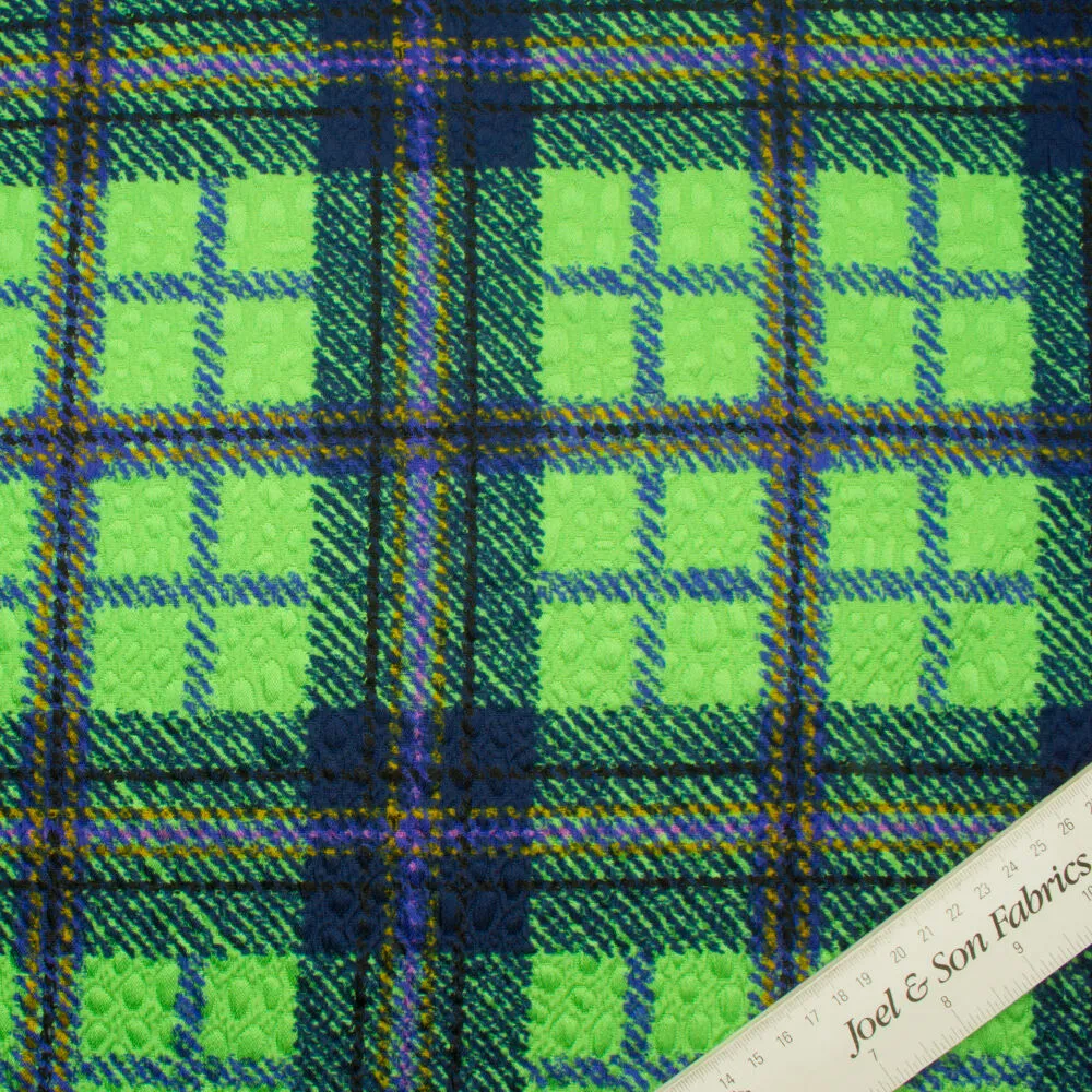 Green/Blue Tartan Cloqué