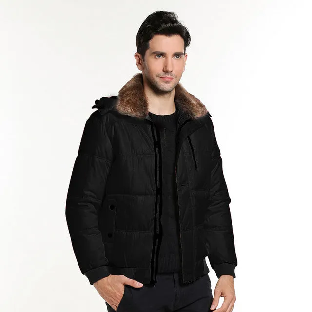 HEE GRAND Fashion Parka Cotton Comfortable Portable Coat Pure Copper Thick Solid Classic For Men