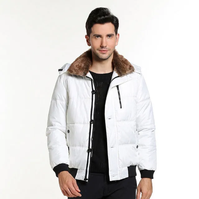 HEE GRAND Fashion Parka Cotton Comfortable Portable Coat Pure Copper Thick Solid Classic For Men