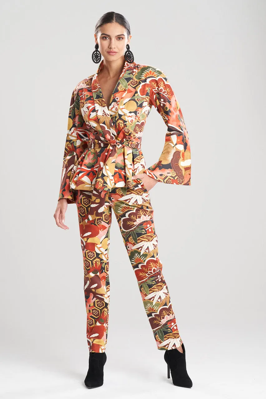 Ikebana Printed Cotton Sateen Peplum Jacket