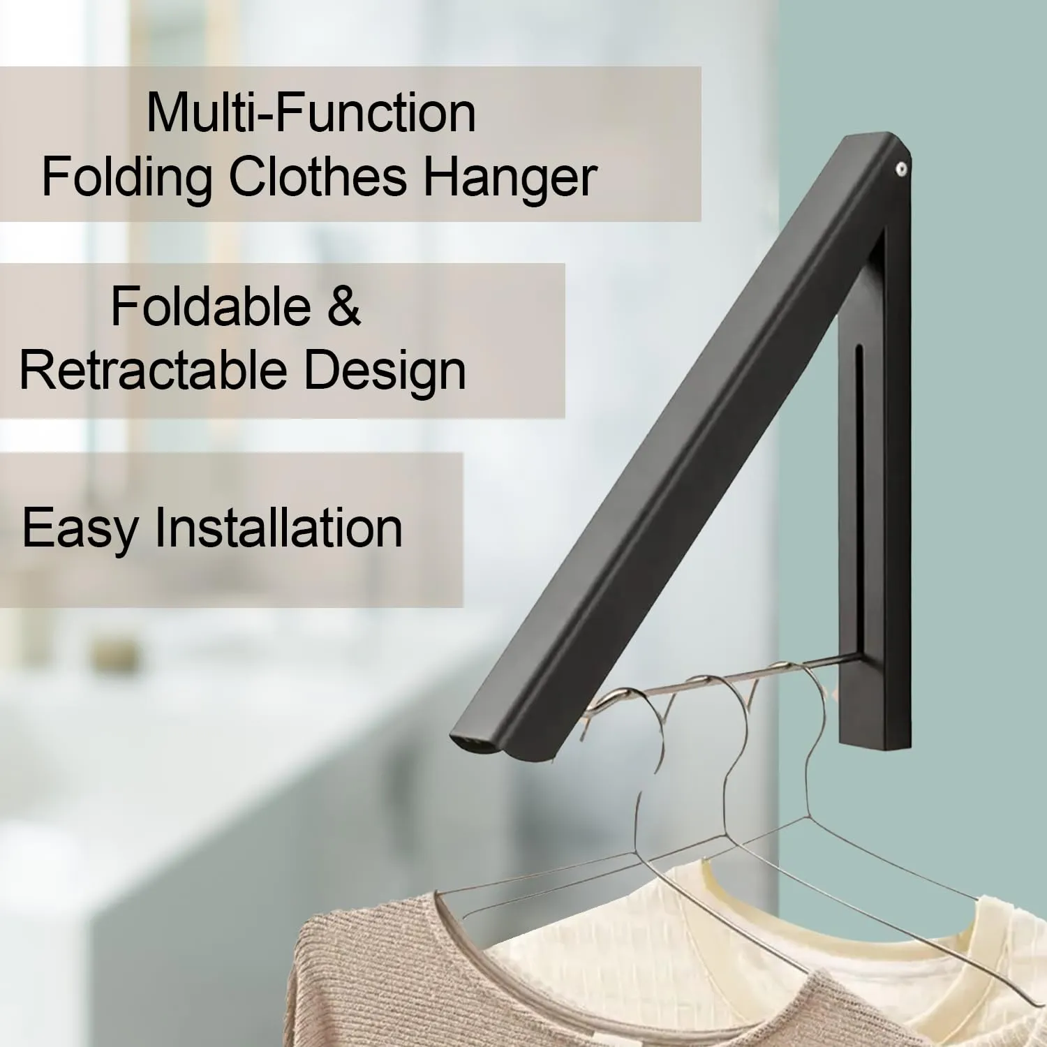 Kuber Industries Pack of 4 Cloth Drying Rack | Wall Mounted Drying Rack | Drying Rack for Toilets | Rack for Bathrooms | Clothes Rack for Bedrooms | Drilling Installation Rack | EN002 | Black