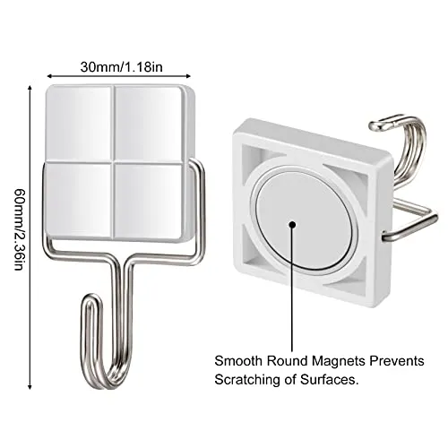 MAGTSMEI Heavy Duty Magnetic Hooks for Refrigerator, 30LBS Neodymium Magnets Hooks Strong Magnetic Hooks for Hanging, Magnet with Hooks for Locker, Kitchen, Cruise, Grill, BBQ, Garage, 6 Pack Silver