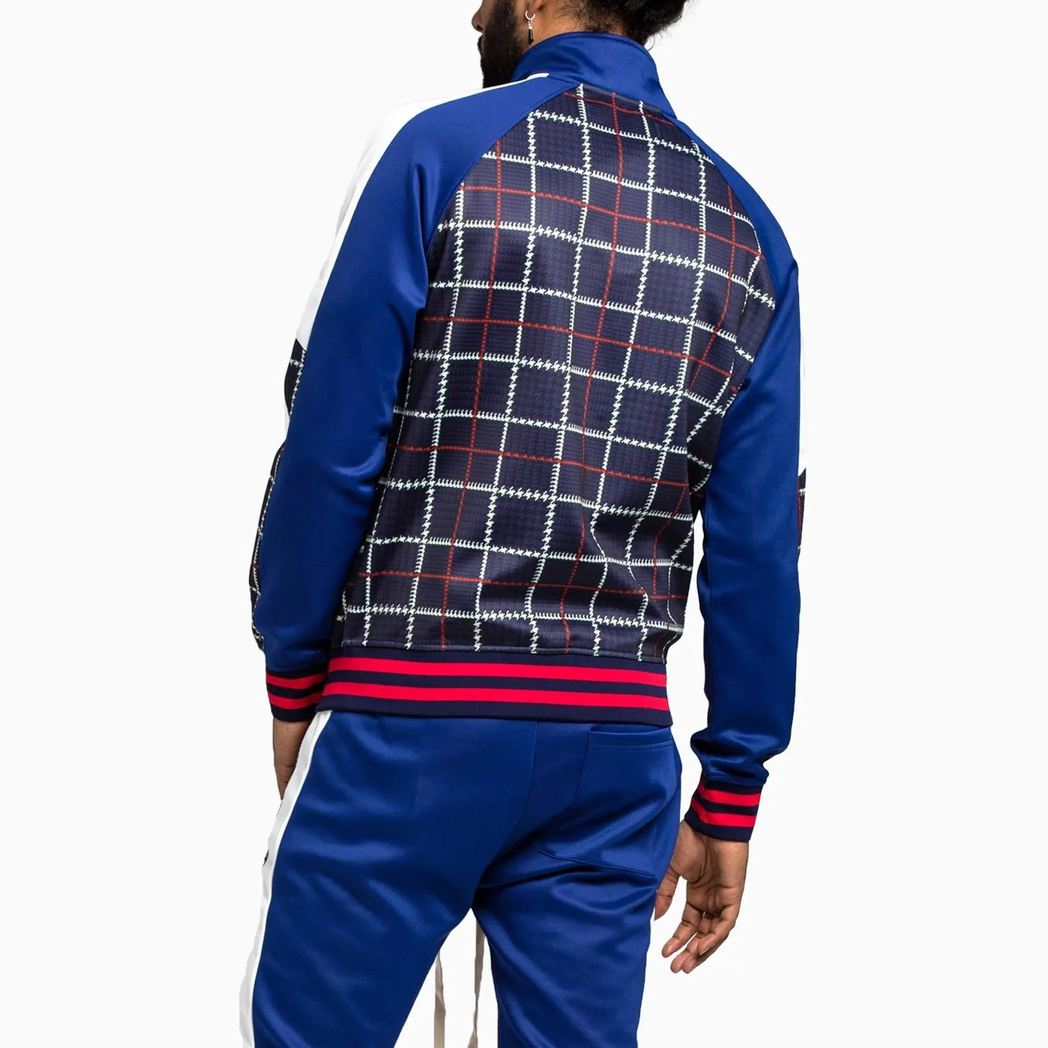 Men's Glen Plaid Cut & Sew Track Jacket