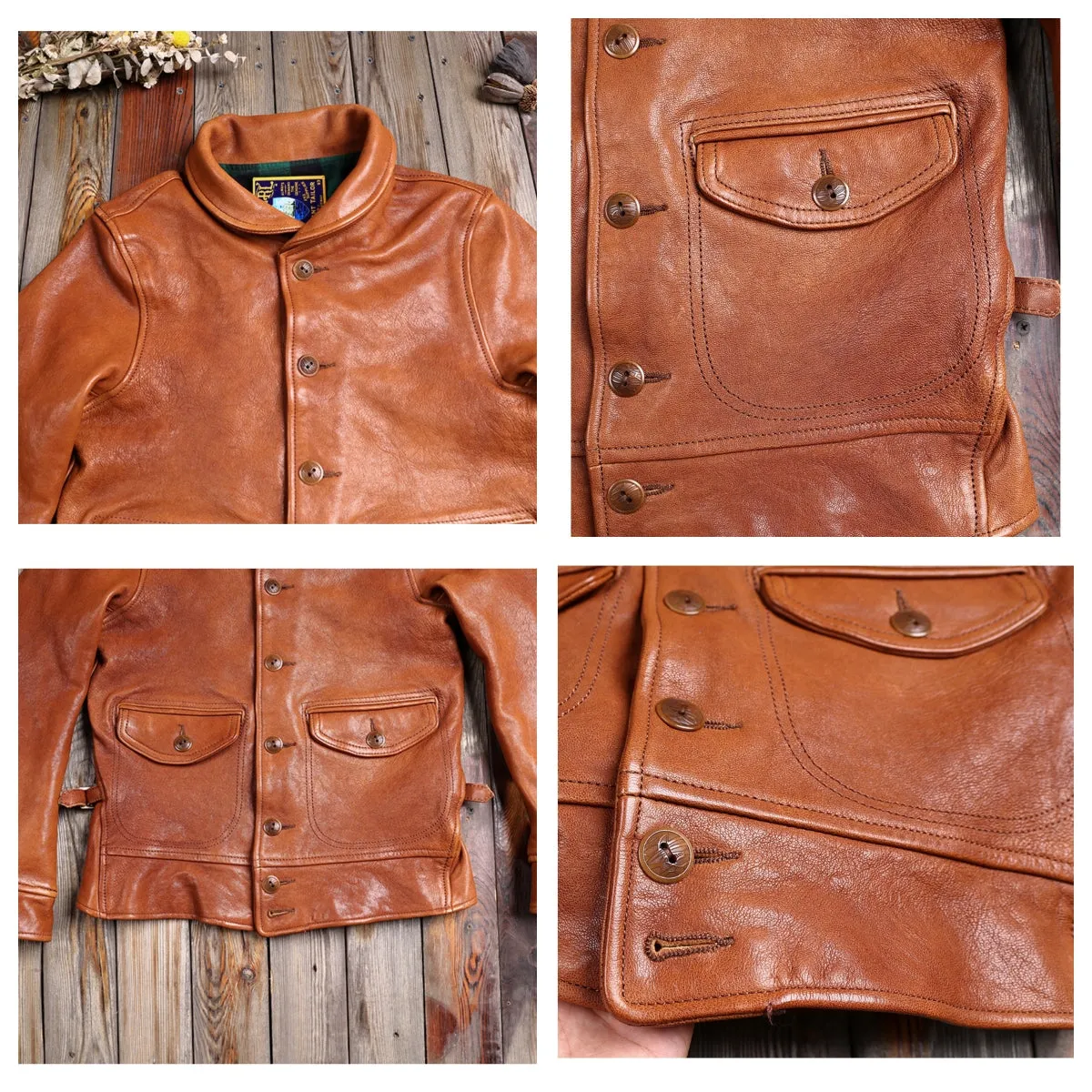 Men's Shawl Collar Cossack Leather Jacket