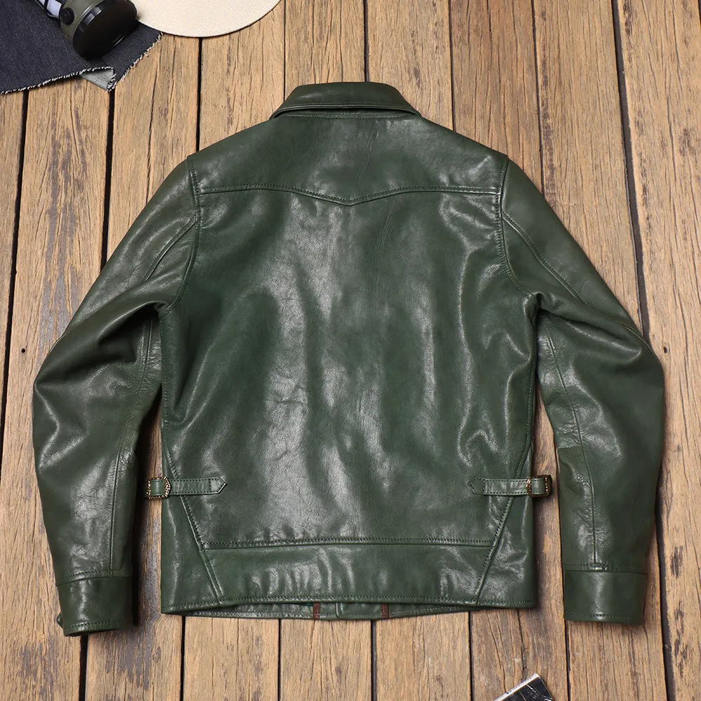 Men's Shawl Collar Cossack Leather Jacket