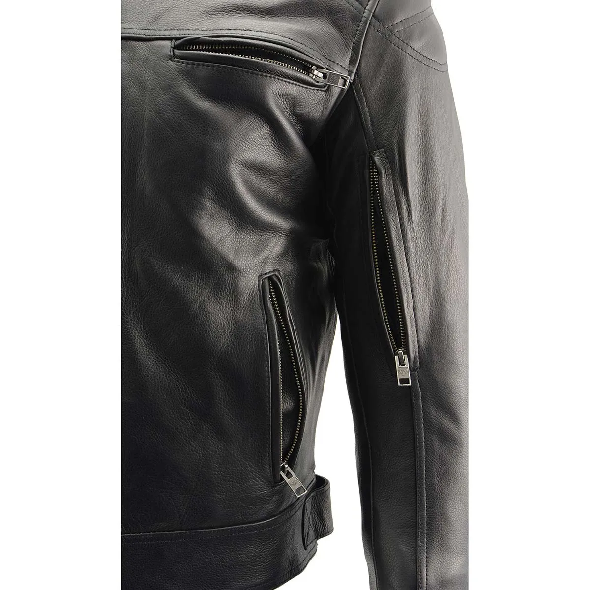 Milwaukee Leather MLM1560 Men's Black Long Body and Vented Motorcycle Leather Jacket