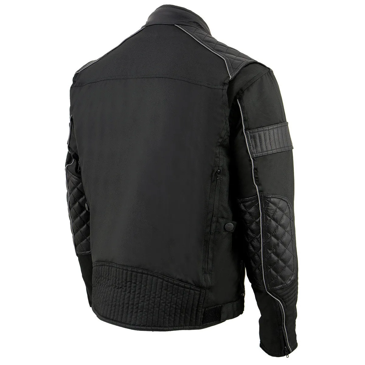 Milwaukee Leather MPM1735 Men's Black Textile Scooter Jacket with Leather Trim