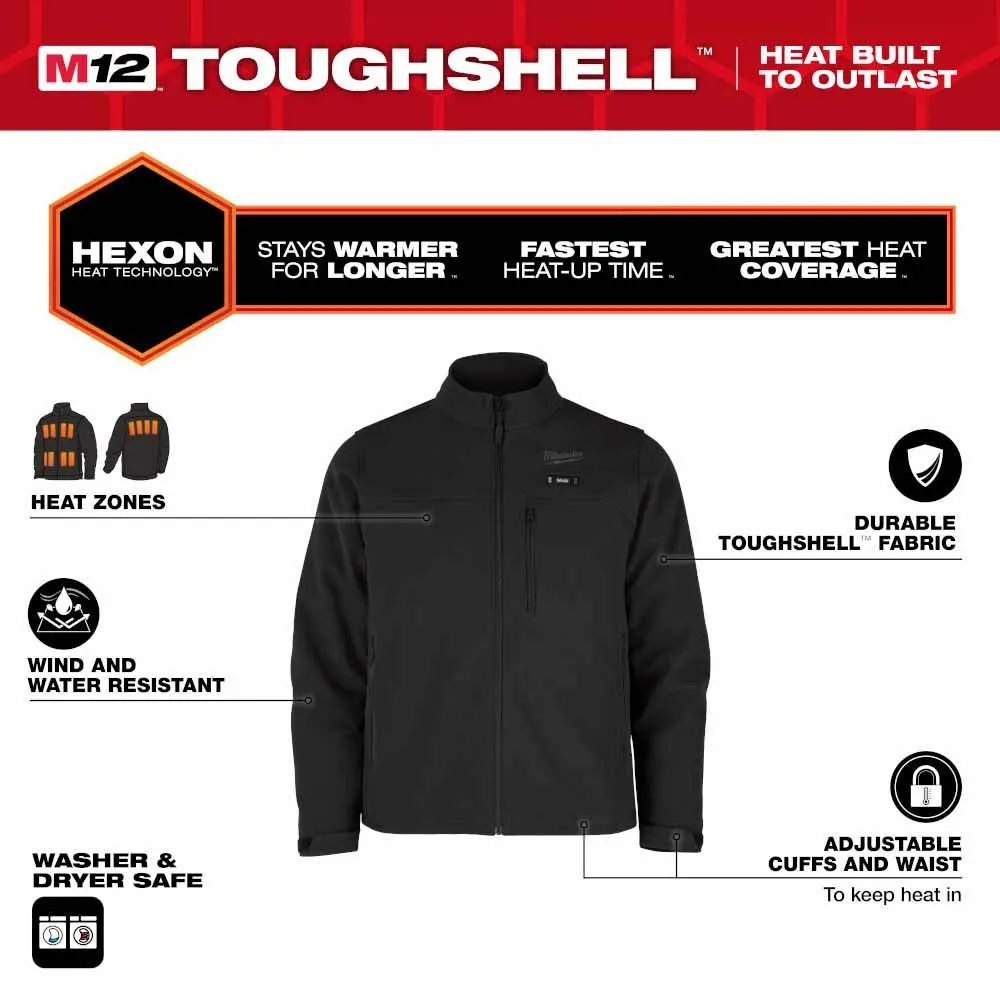 Milwaukee M100B-20 M12 Heated Black Toughshell Jacket Only