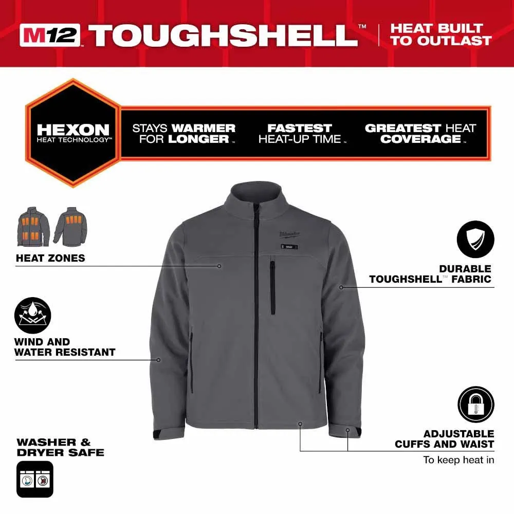 Milwaukee M100G-20 M12 Heated Gray Toughshell Jacket Only