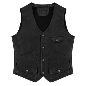 MONTANA LEATHER VEST - RAVEN  BLACK