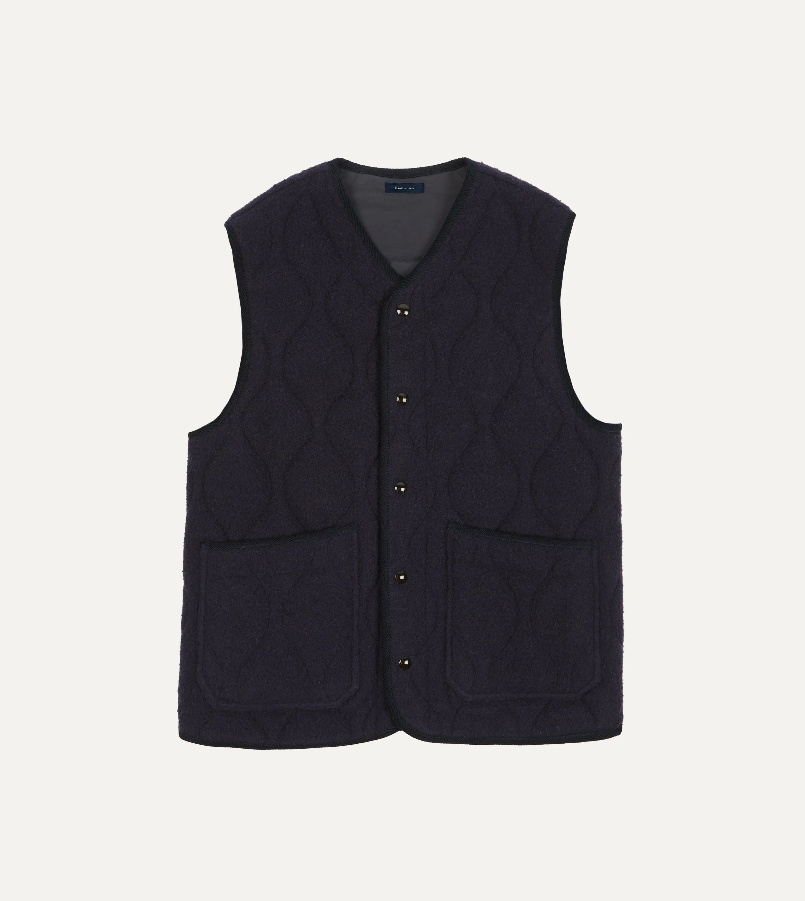 Navy Quilted Casentino Snap Vest