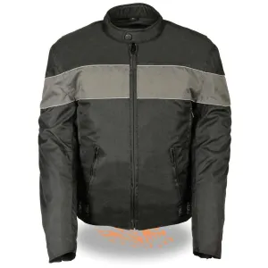 NexGen SH212101 Men's Black Textile Moto Jacket with Grey Reflective