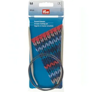 Prym Aluminium Circular Knitting Pins - Pearl Grey 80cm (5.00mm)