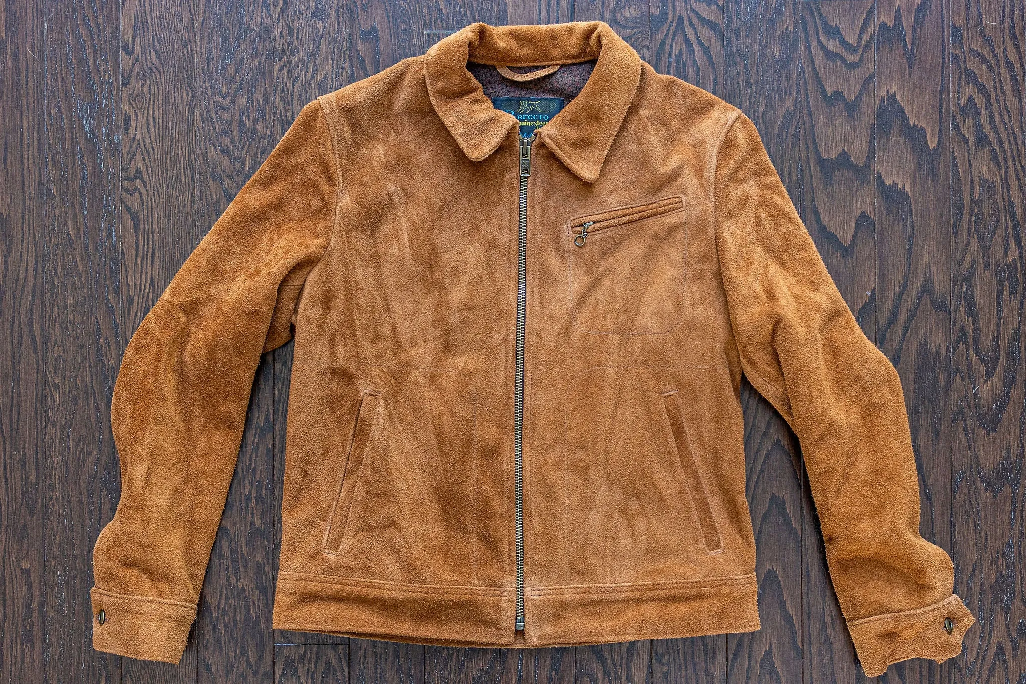 Schott NYC 375 Unlined Roughout Cowhide Jacket - Saddle