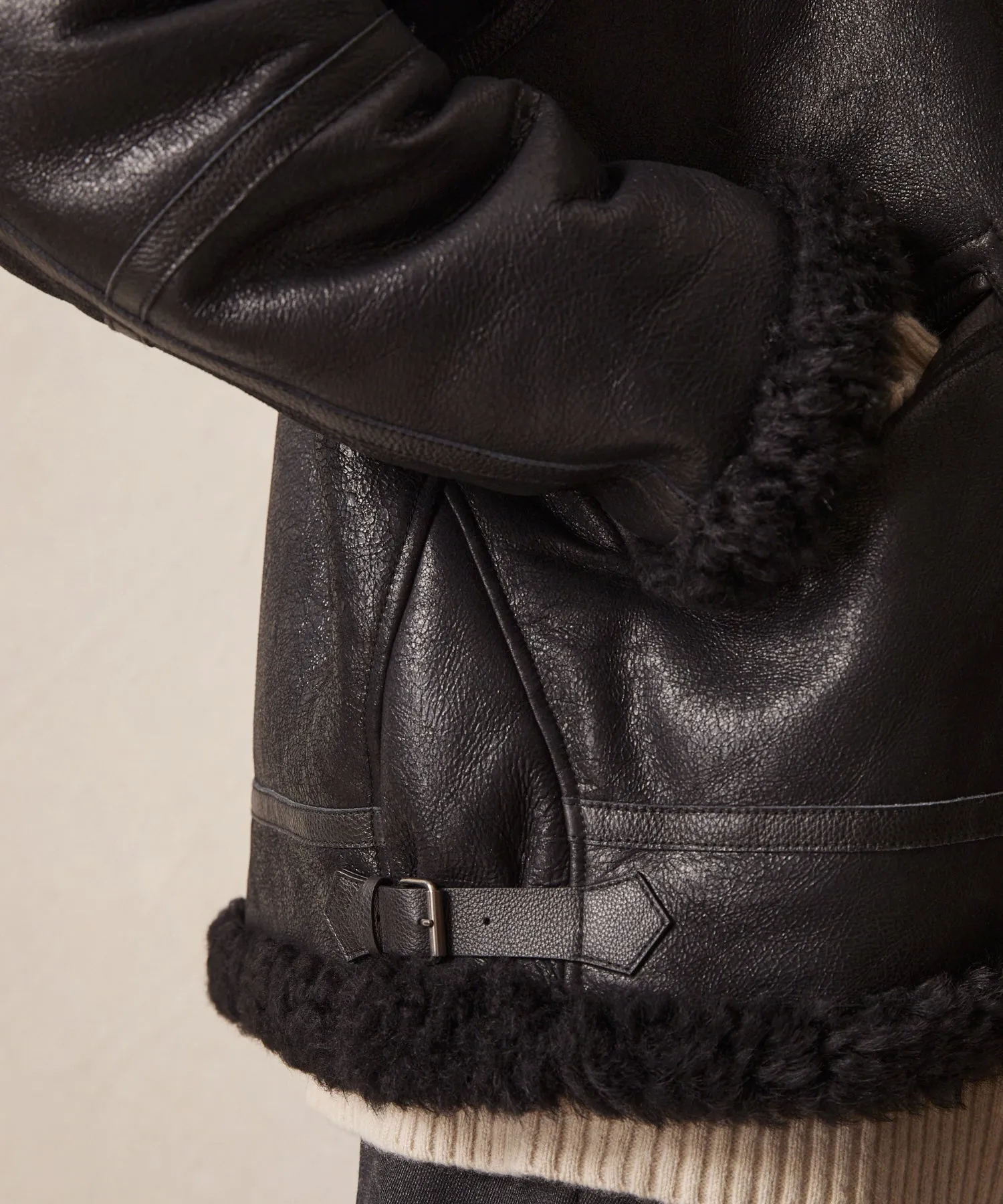 Shearling Aviator in Black