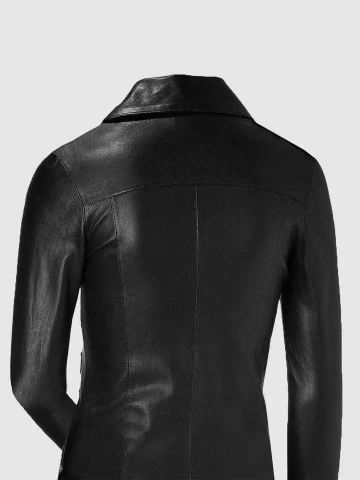 Size Medium Classic Leather Zipper Jacket for Women