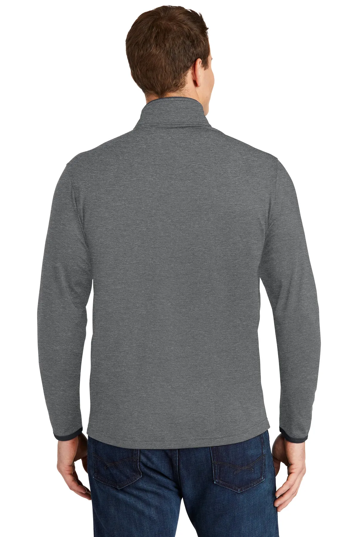 Sport-Tek Sport-Wick Stretch Contrast Branded Full-Zip Jackets, Charcoal Grey Heather/ Charcoal Grey