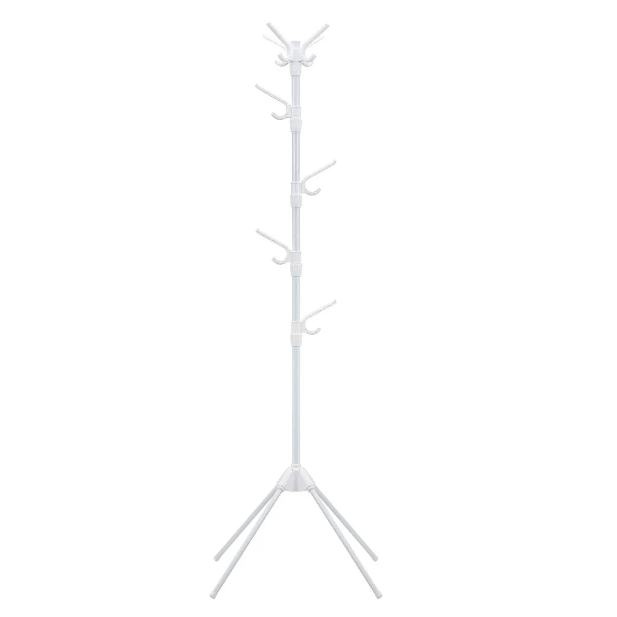 Tangkula Free Standing Coat Rack, Entryway Coat Tree with Detachable Hooks & Foldable legs (White)