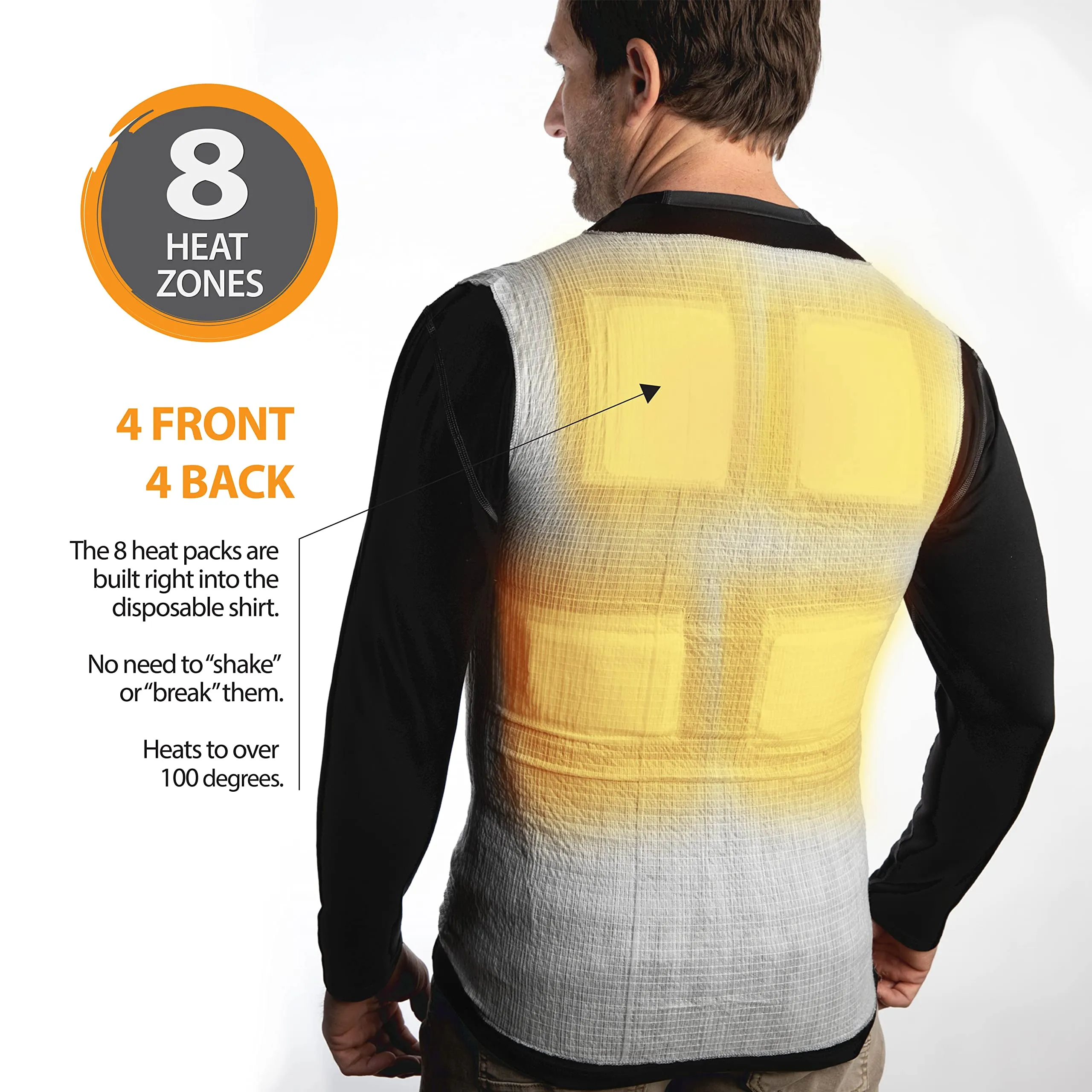 Underwarmer Heated Vest Shirt | Compression Baselayer | 8 Built in Heat Packs | Body Warmer White