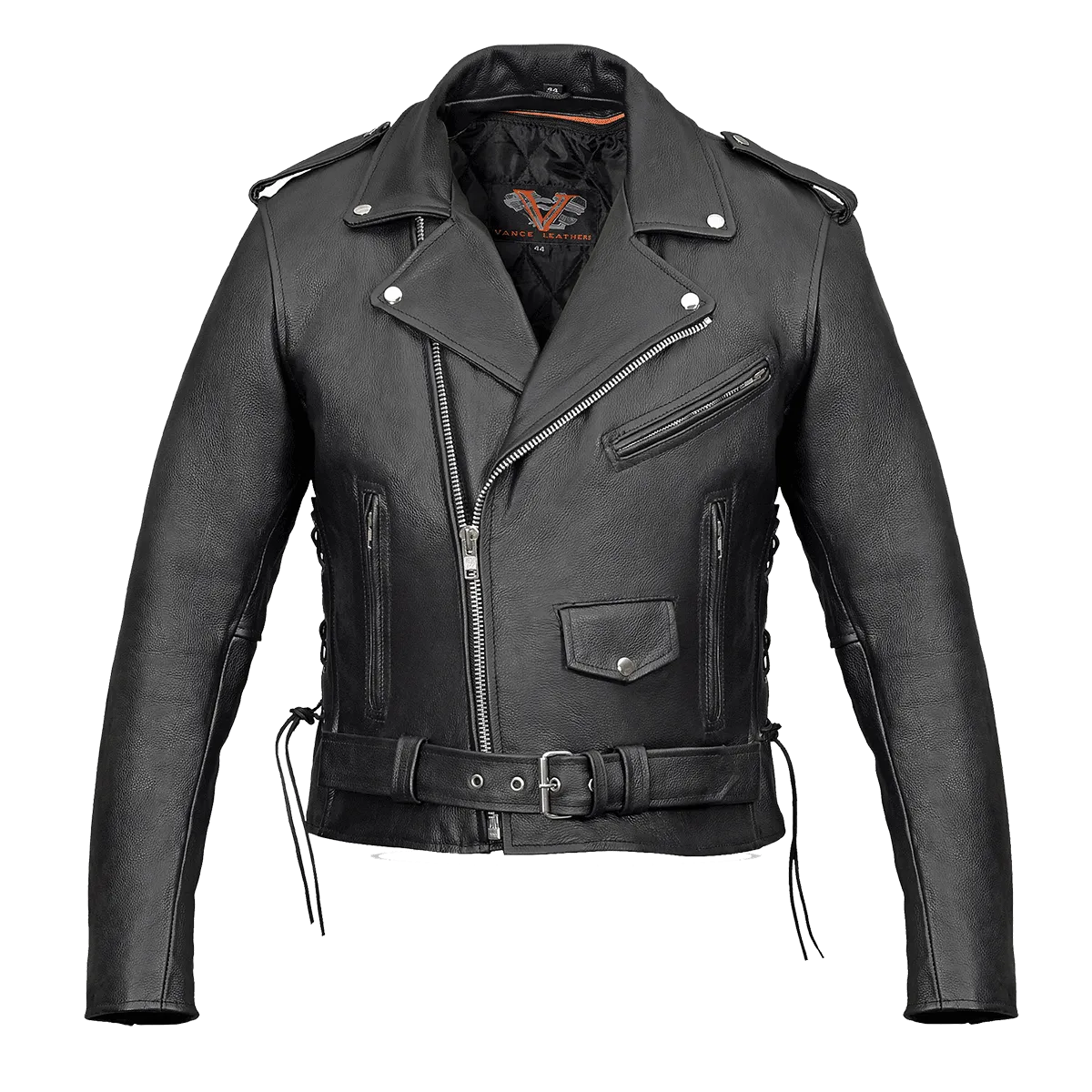 VL515S Men's Basic Classic Motorcycle Jacket with Lace Sides & Zip out Liner