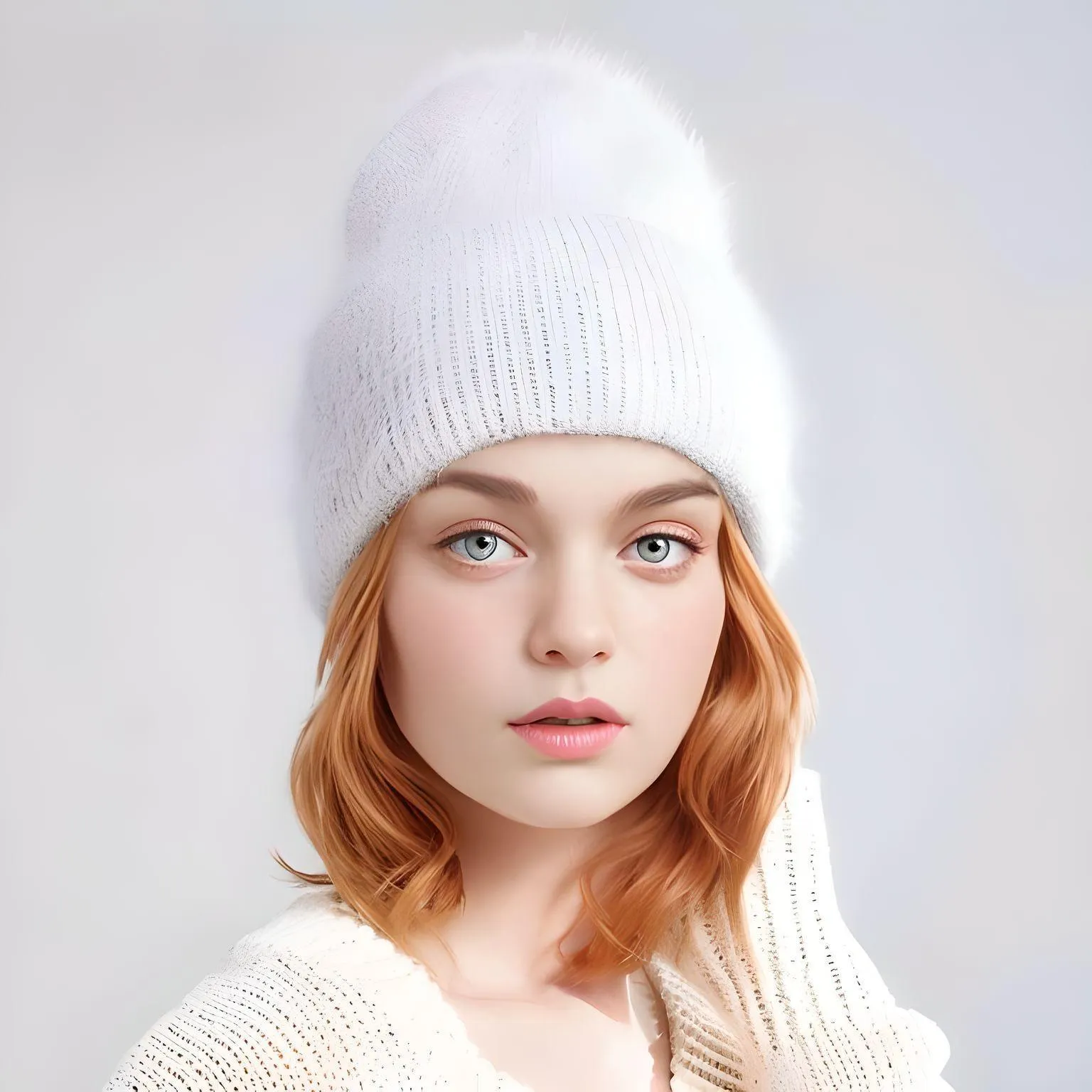 Winter Women's Rabbit Fur Hats Warm Long Rabbit Fur Hair Female Caps Fashion Solid Colors Wide Cuff Young Style Beanies