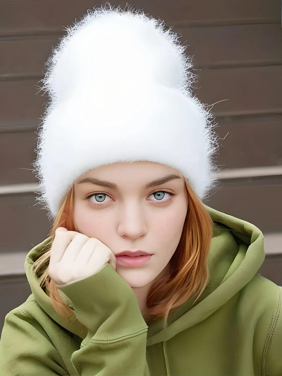 Winter Women's Rabbit Fur Hats Warm Long Rabbit Fur Hair Female Caps Fashion Solid Colors Wide Cuff Young Style Beanies