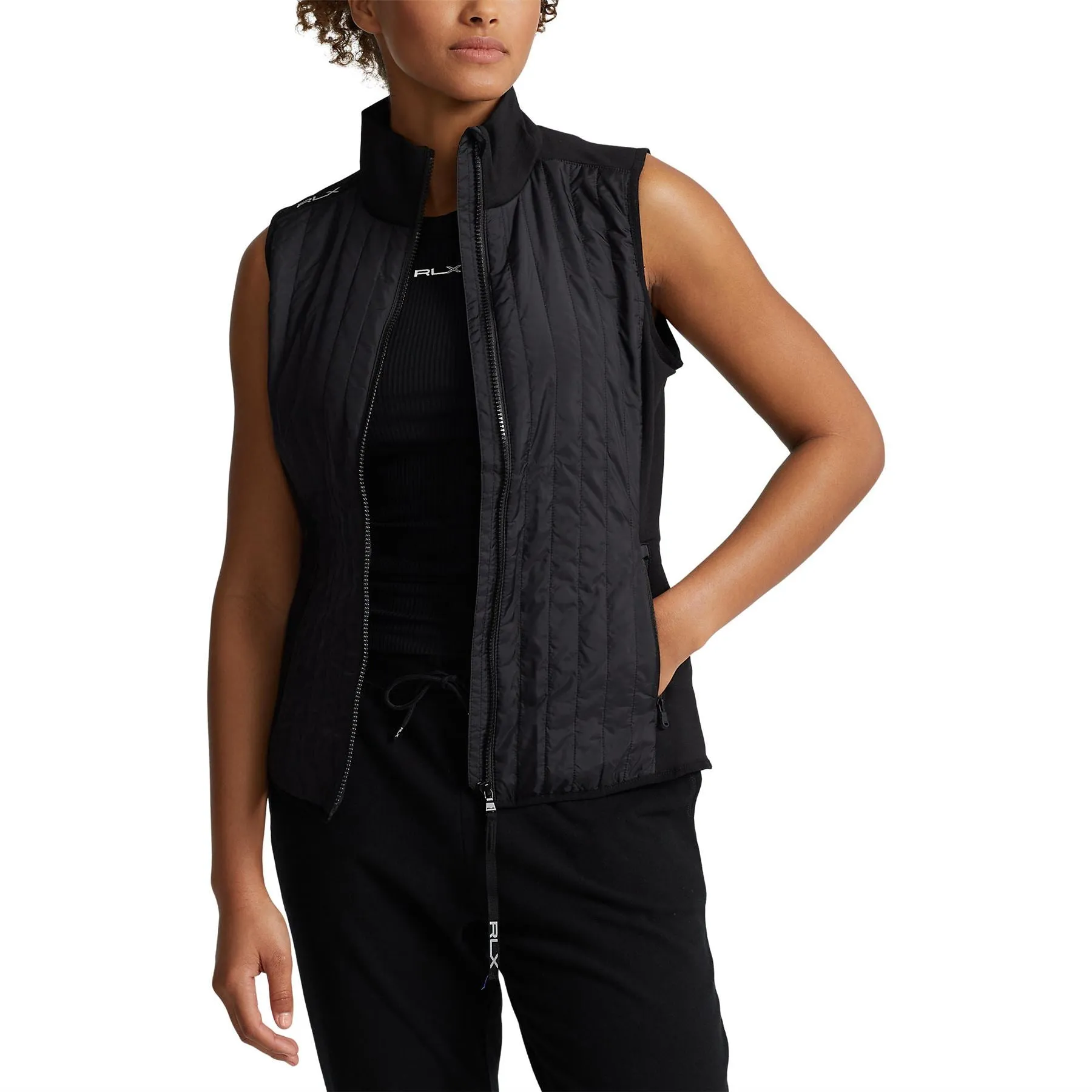 Womens Hybrid Performance Full-Zip Vest Black - SS24