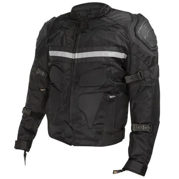 Xelement CF751 Men's Roll Out Black Tri-Tex Motorcycle Protective Riders Jacket w/ CE Armor Protection